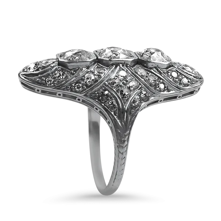 Estate Platinum Antique Reproduction Style Old Mine Cut Diamond Ring