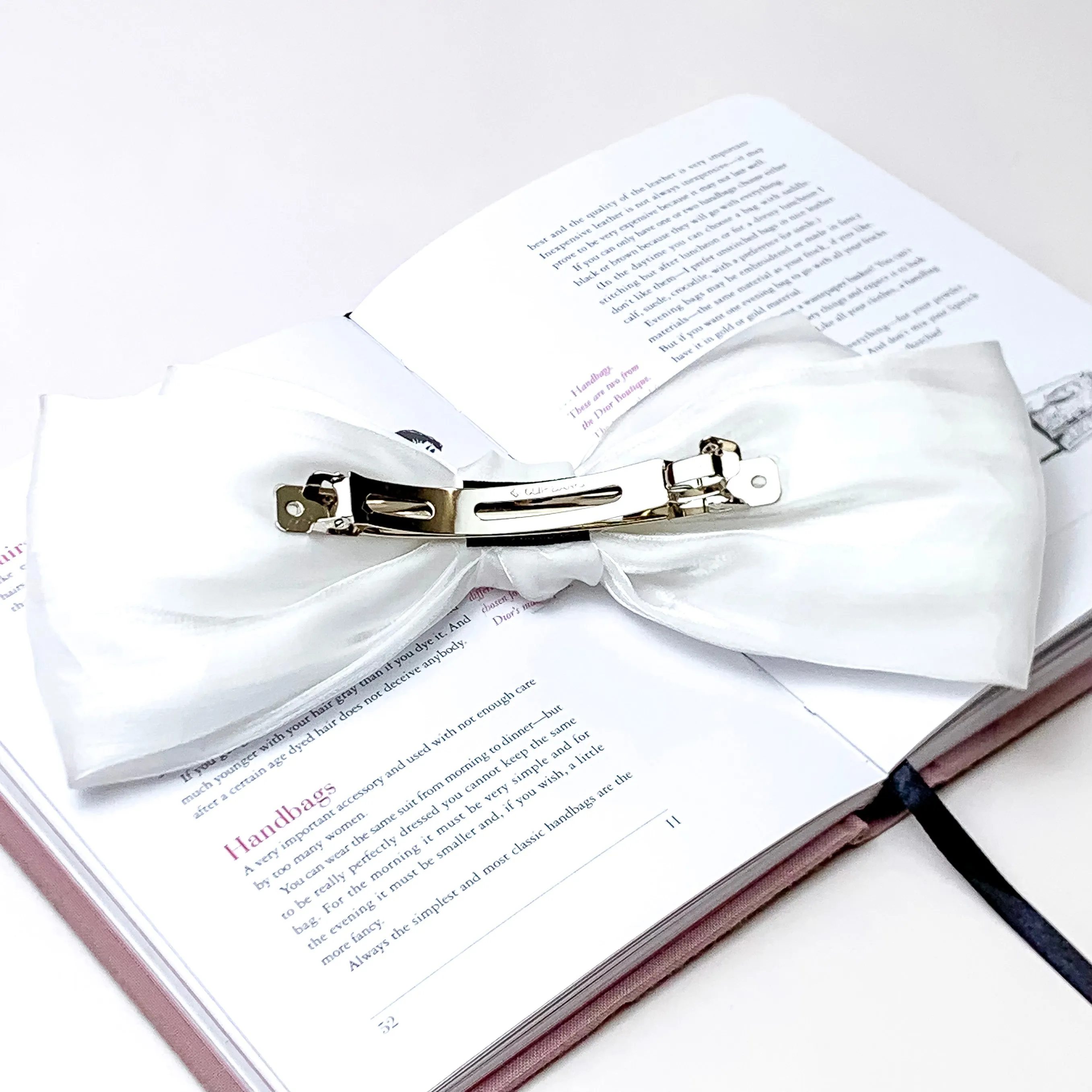 Feelin' Flirty Silk Bow Hair Clip in White