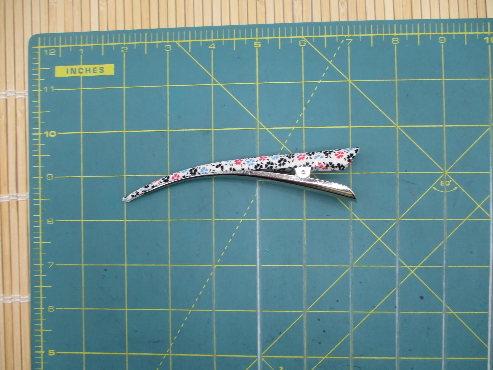 Floral Long Hair Clip, Upcycled Silk Kimono Hair Accessory