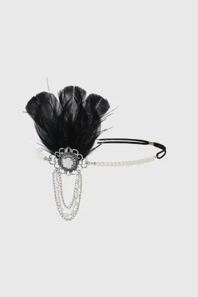 Floral Pearls Chain Feather Headband