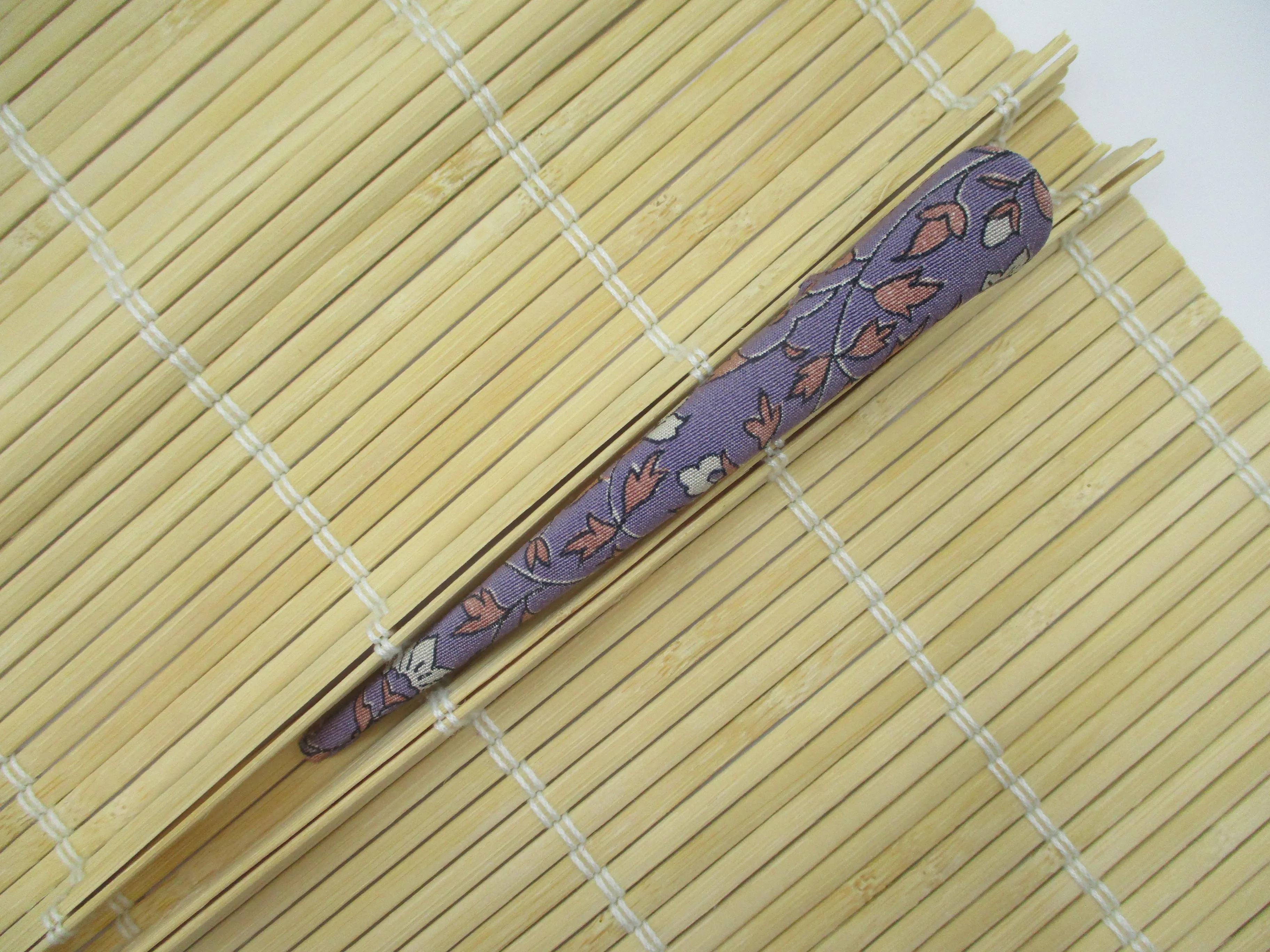 Floral Wabi Sabi Hair Claw, Kimono Long Metal Hair Clip 5 1/8 inches 130mm