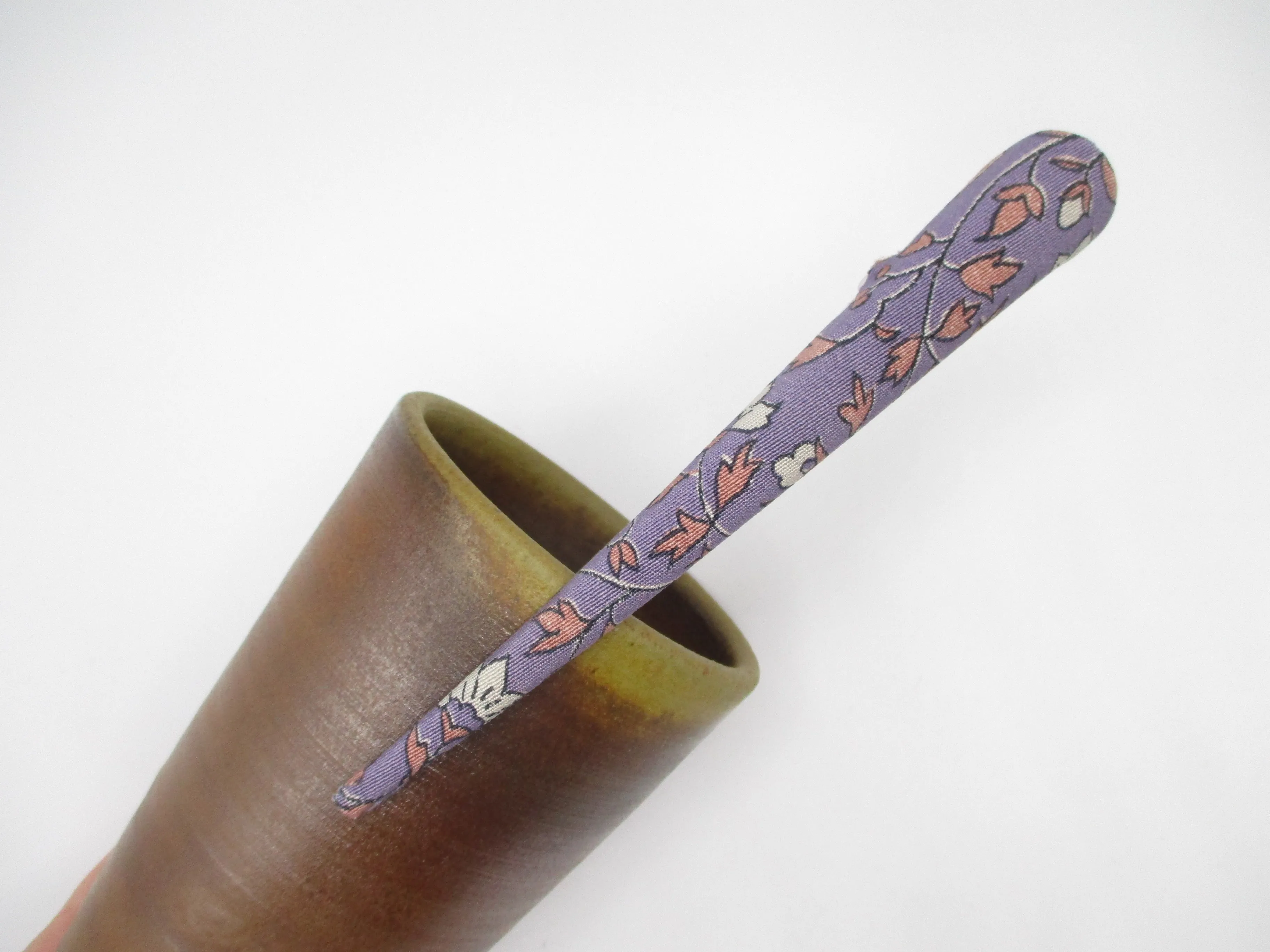 Floral Wabi Sabi Hair Claw, Kimono Long Metal Hair Clip 5 1/8 inches 130mm