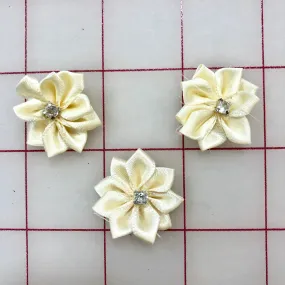 Flowers - Satin Rhinestone Flower 3-Pack Ivory
