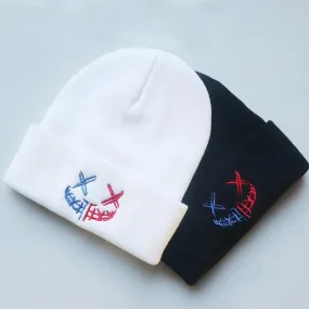 Funny smiley embroidered knitted Beanies for boys and girls