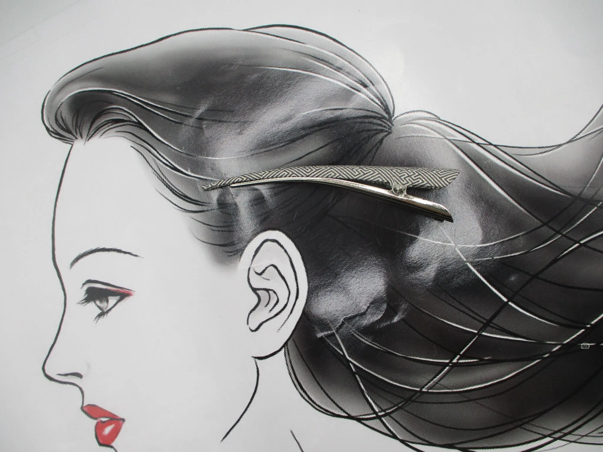 Geometry Long Kimono Hair Clip, Alligator Metal Clip, Ship from USA