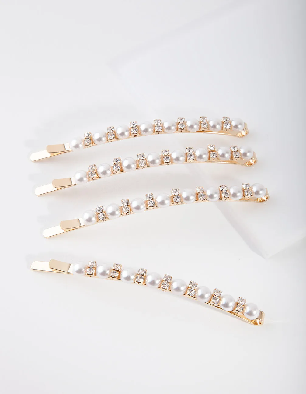 Gold Pearl Hair Slides 4-Pack