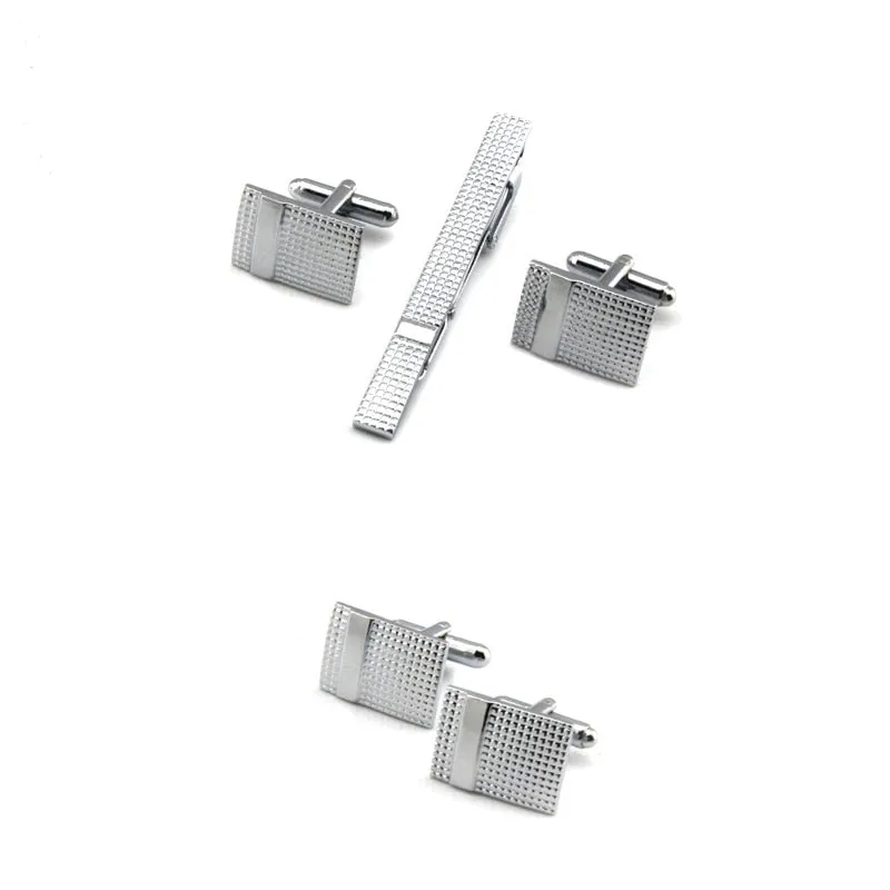 Gold Tie Clip and Cufflink Set For Men Classic Meter Tie Clips