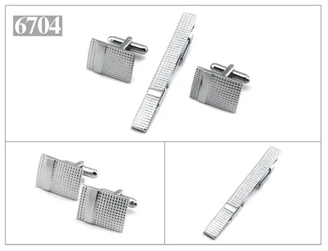 Gold Tie Clip and Cufflink Set For Men Classic Meter Tie Clips