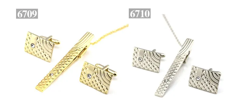 Gold Tie Clip and Cufflink Set For Men Classic Meter Tie Clips