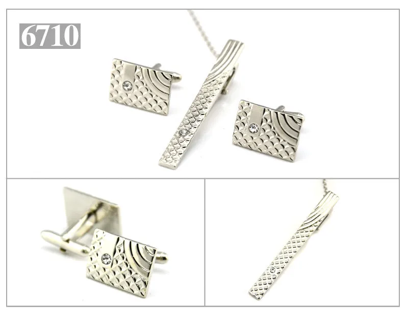 Gold Tie Clip and Cufflink Set For Men Classic Meter Tie Clips