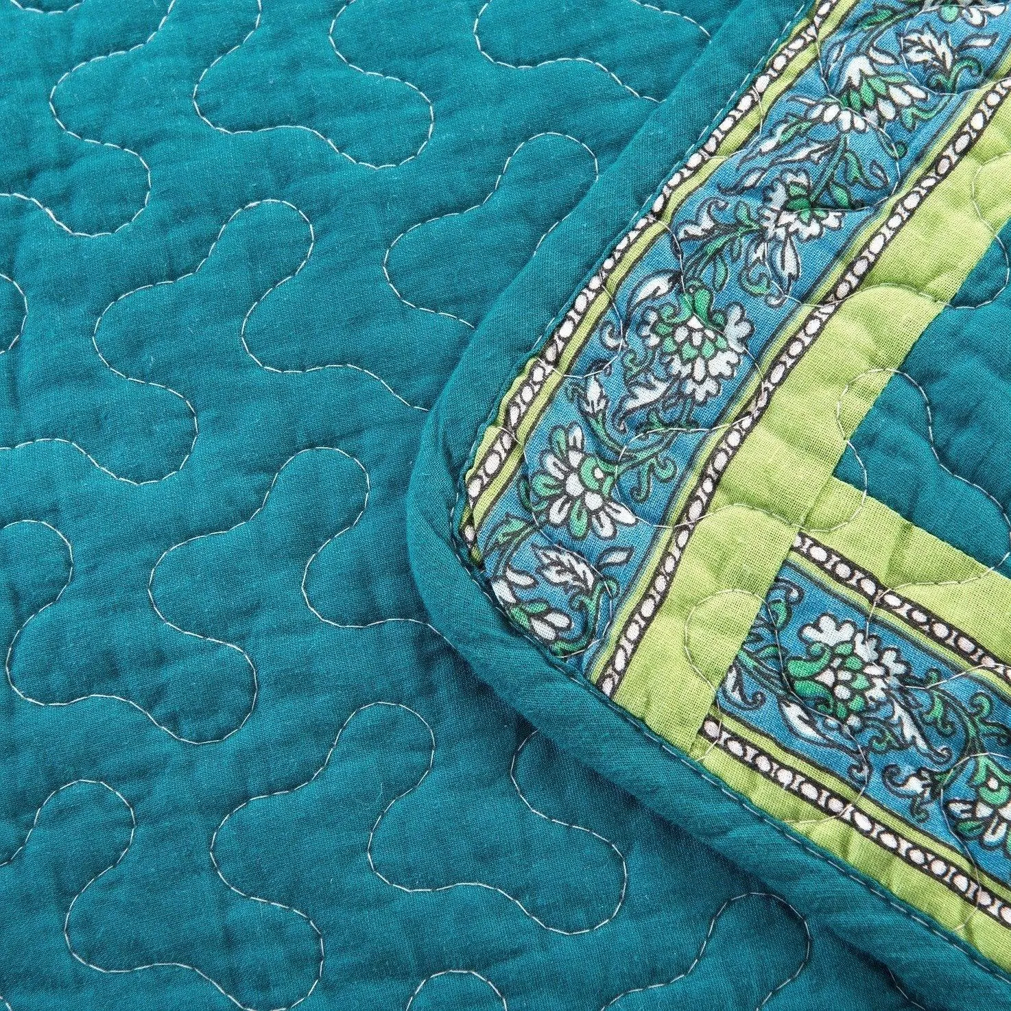 Greek Mediterranean Fountain Bohemian Cotton Patchwork Bedspread Quilt Set