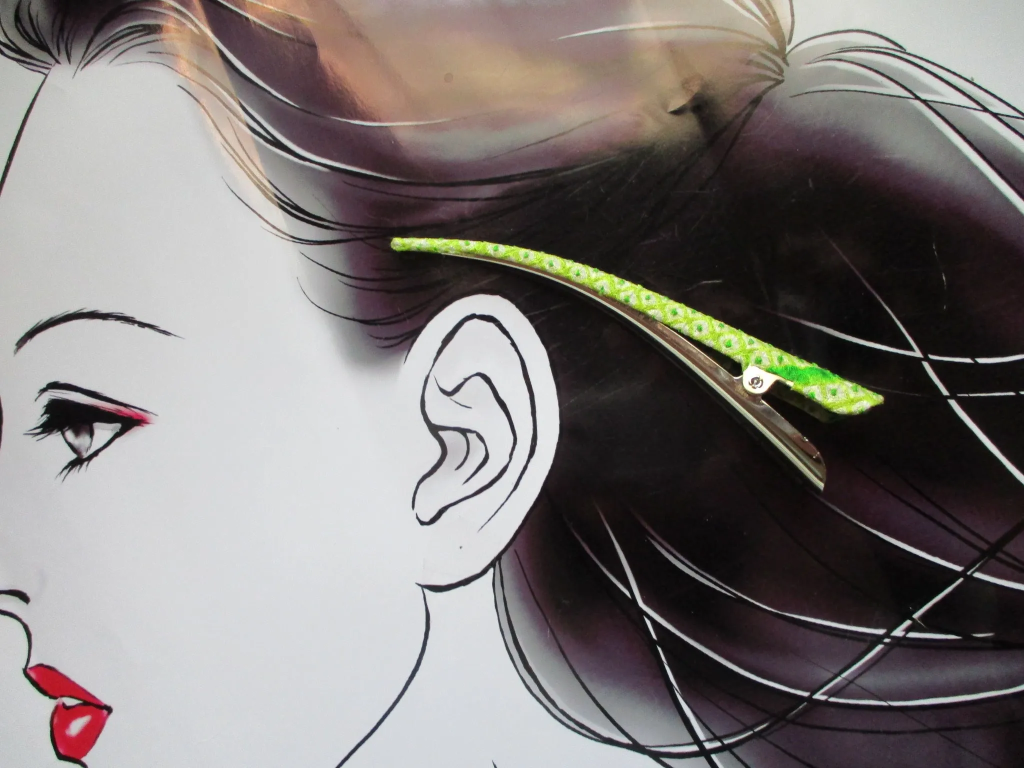 Green Japanees Kimono Beak Clip