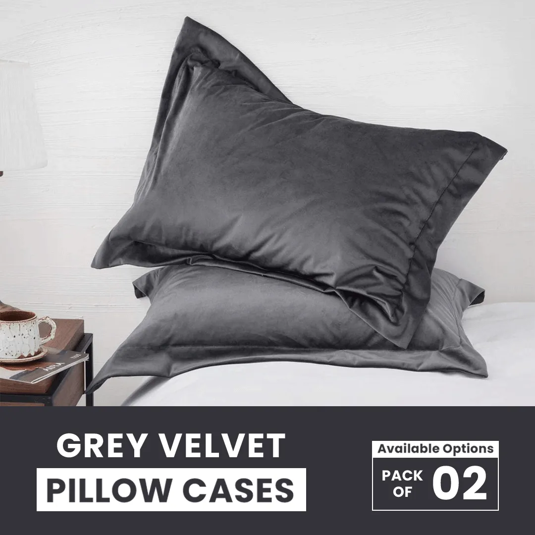 Grey Velvet-Pillow Cases