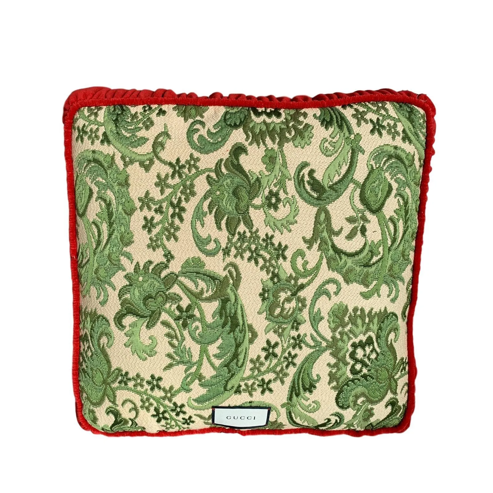 Gucci Velvet Cushion With Cat Embroidery