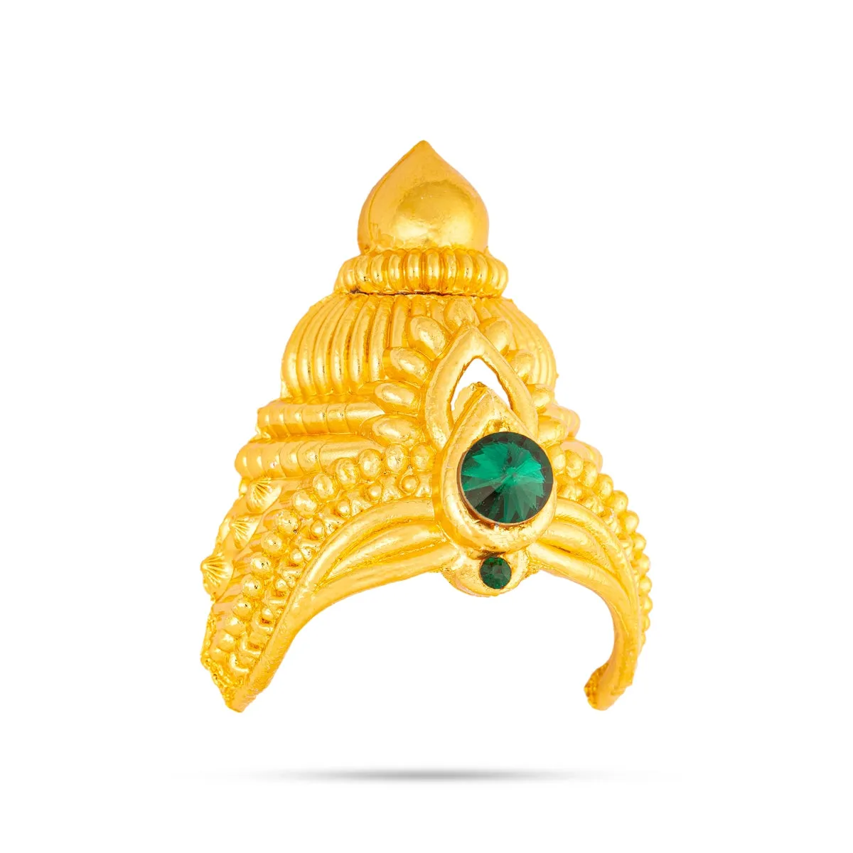 Half Crown - 3.5 x 2.5 Inches | Gold Polish Half Kiridam/ Half Kireedam/ Single Stone Half Mukut for Deity