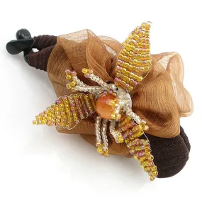 Hand Beaded Vertical Hair Barrette Silk Flower