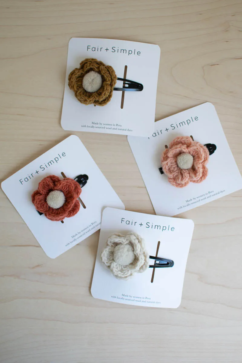 Hand Knitted Flower Clips/Headbands