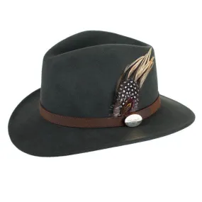 Hicks & Brown Suffolk Guinea & Pheasant Fedora Hat - Olive
