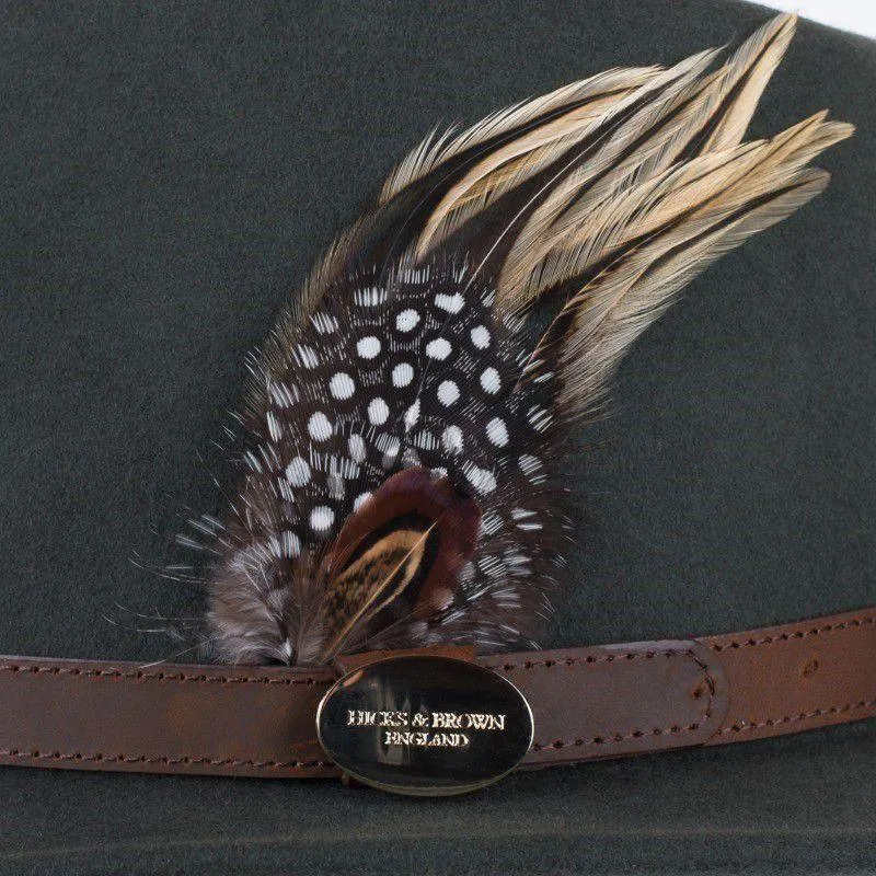 Hicks & Brown Suffolk Guinea & Pheasant Fedora Hat - Olive
