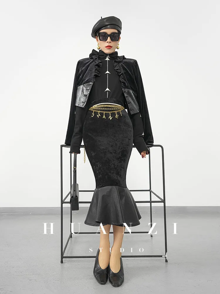 Huanzi new French elegant high waist thin and small fishtail skirt skirt female- Livia