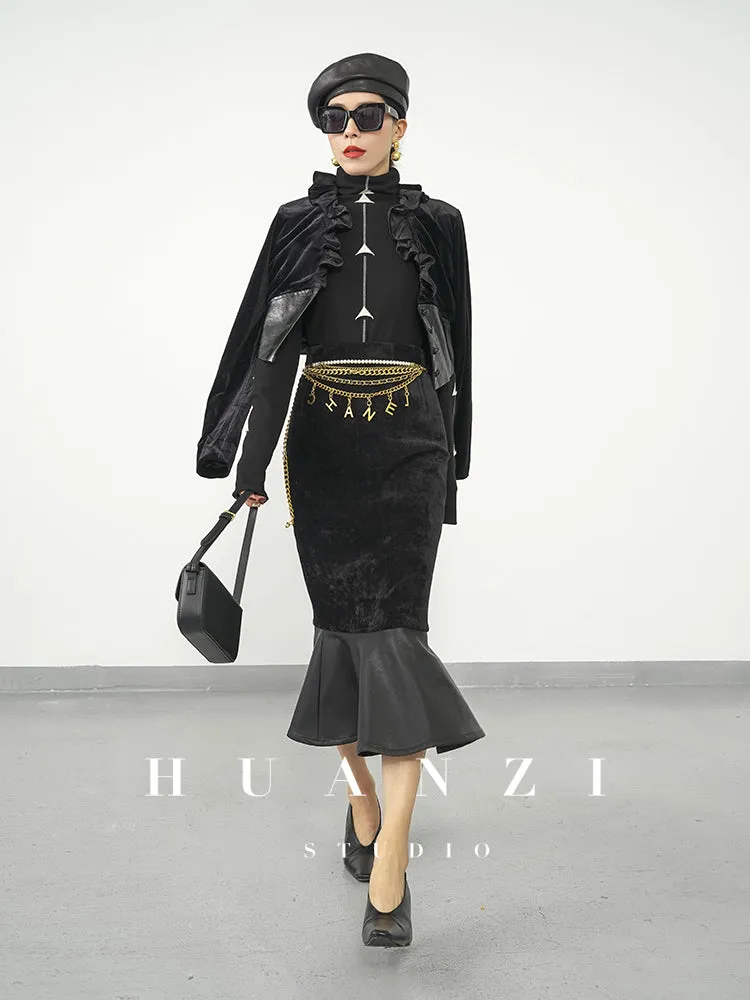 Huanzi new French elegant high waist thin and small fishtail skirt skirt female- Livia