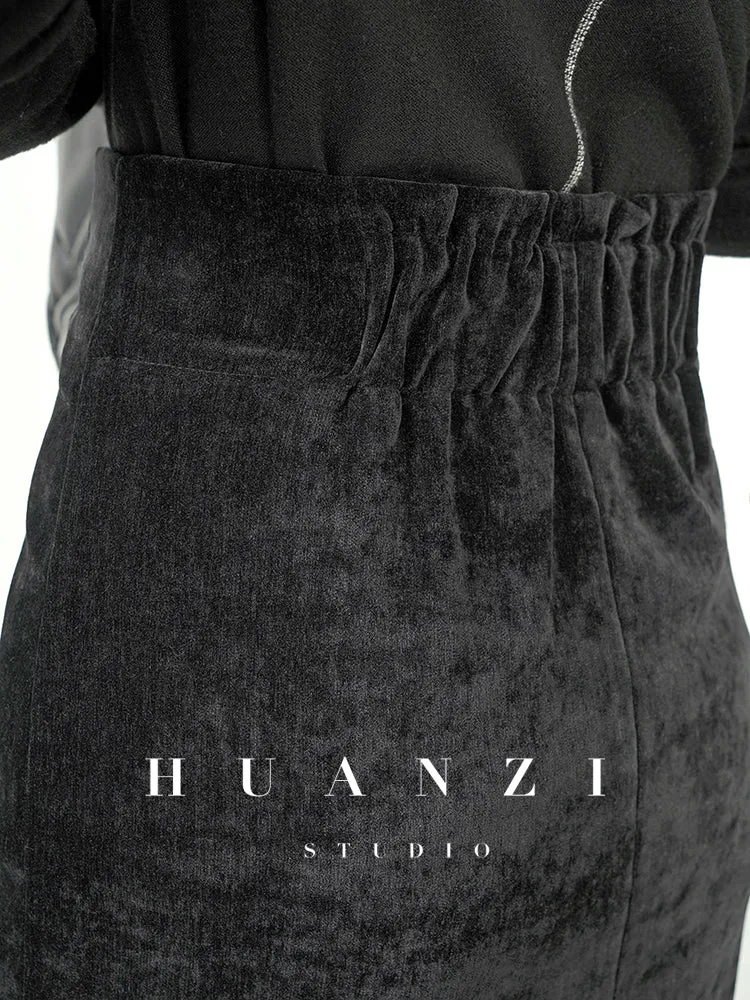 Huanzi new French elegant high waist thin and small fishtail skirt skirt female- Livia