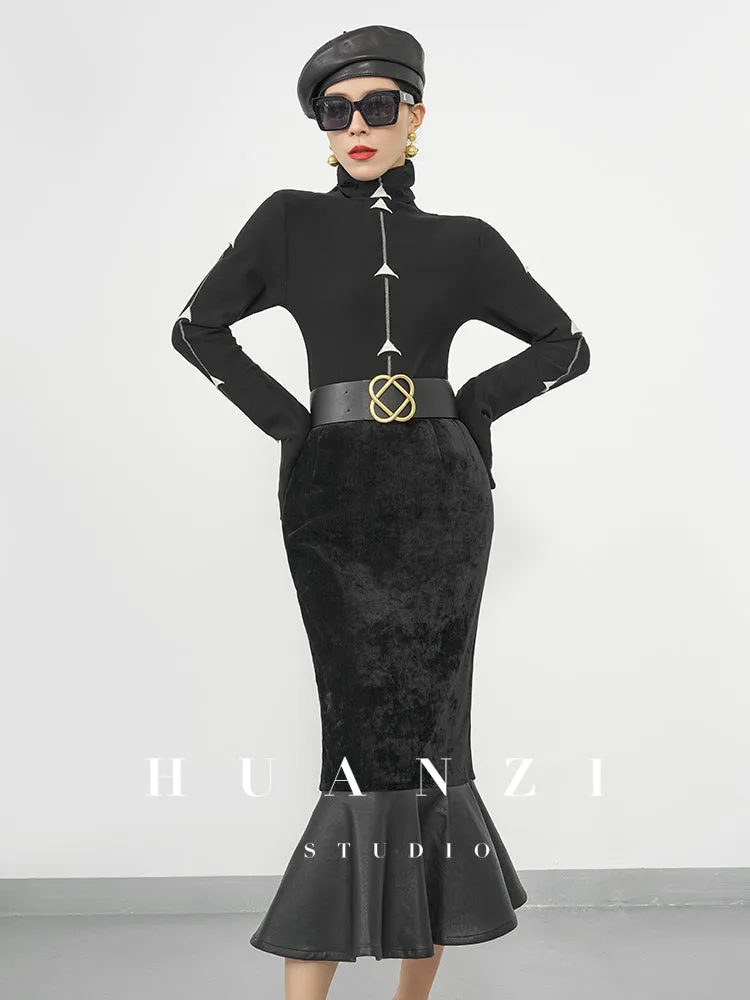 Huanzi new French elegant high waist thin and small fishtail skirt skirt female- Livia