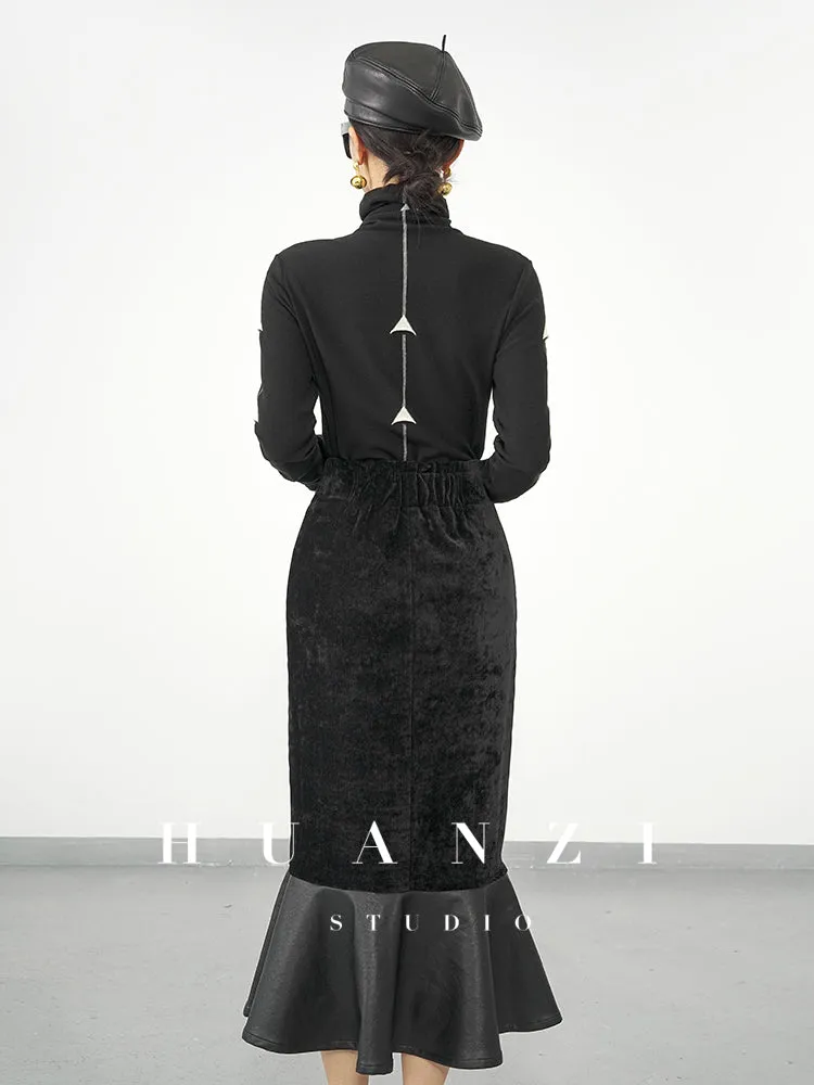 Huanzi new French elegant high waist thin and small fishtail skirt skirt female- Livia