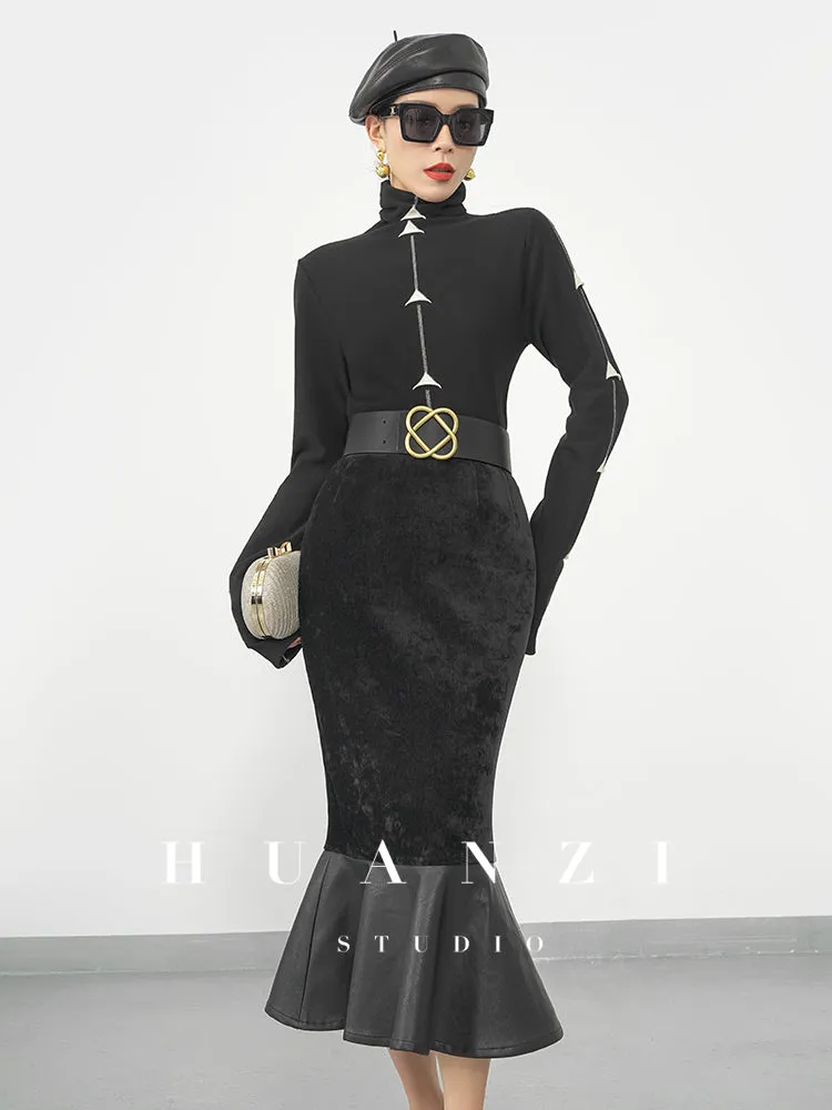 Huanzi new French elegant high waist thin and small fishtail skirt skirt female- Livia