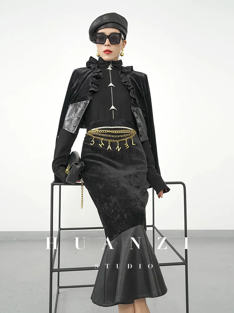 Huanzi new French elegant high waist thin and small fishtail skirt skirt female- Livia