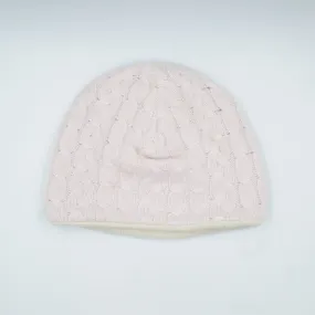 Ice Pink Cable and Cream Cashmere Beanie Hat
