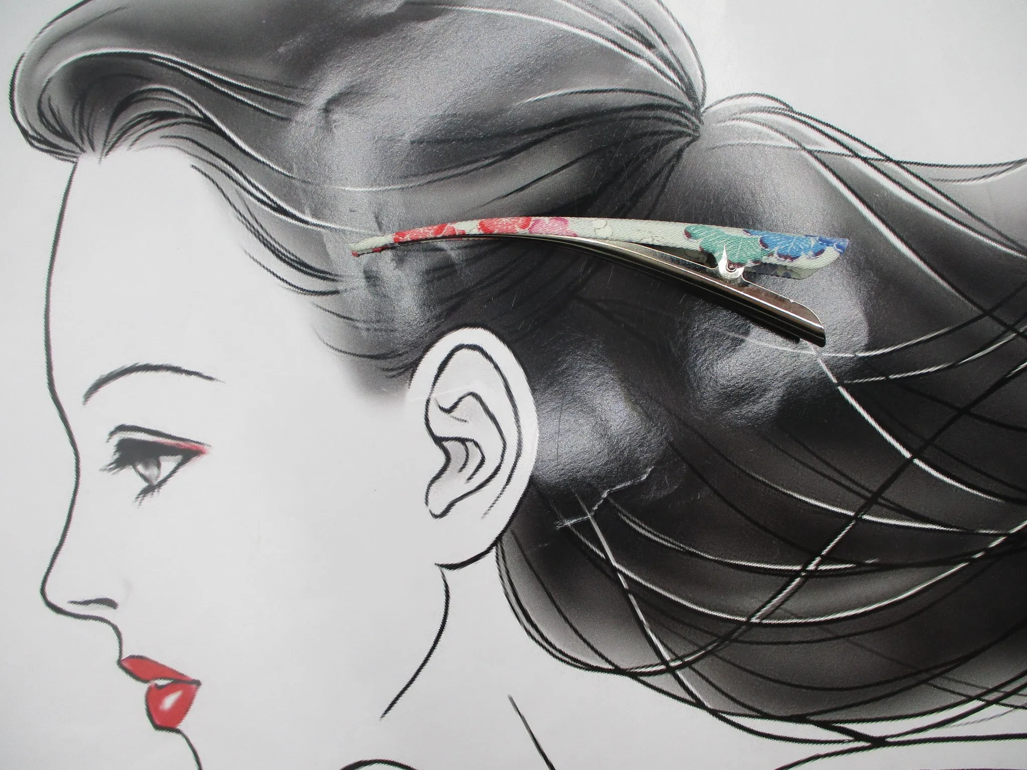 Japanese Kimono Long Metal Hair Clip, Eco Friendly Gift, Ship from USA