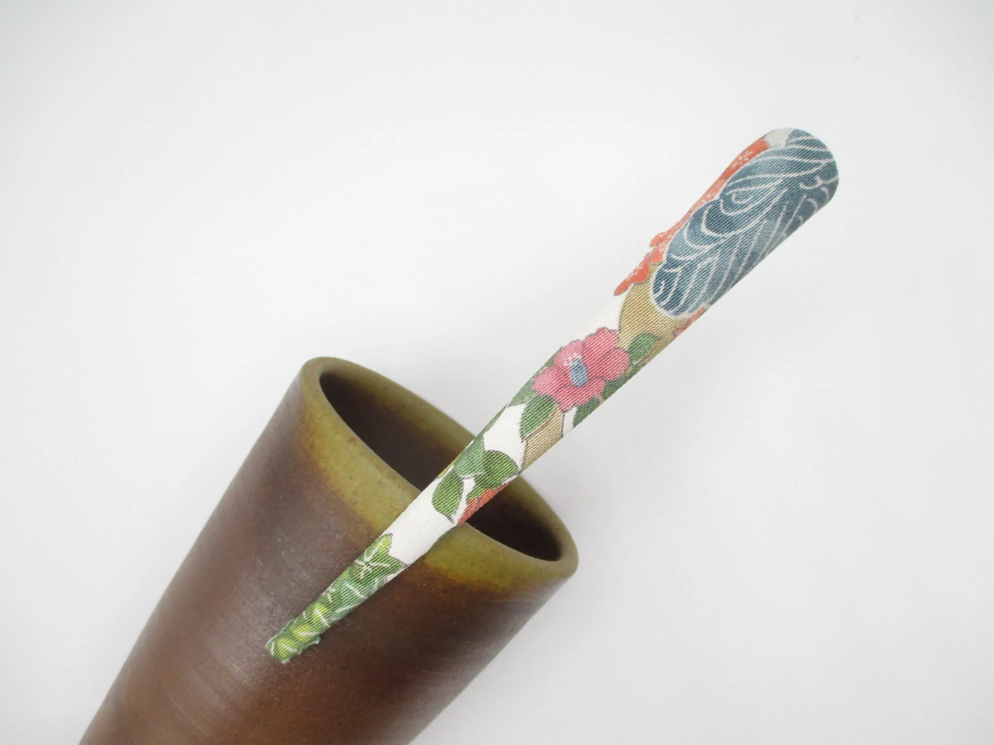 Japanese Silk Kimono Big Hair Clip, Long Fabric Covered Kimono Clip