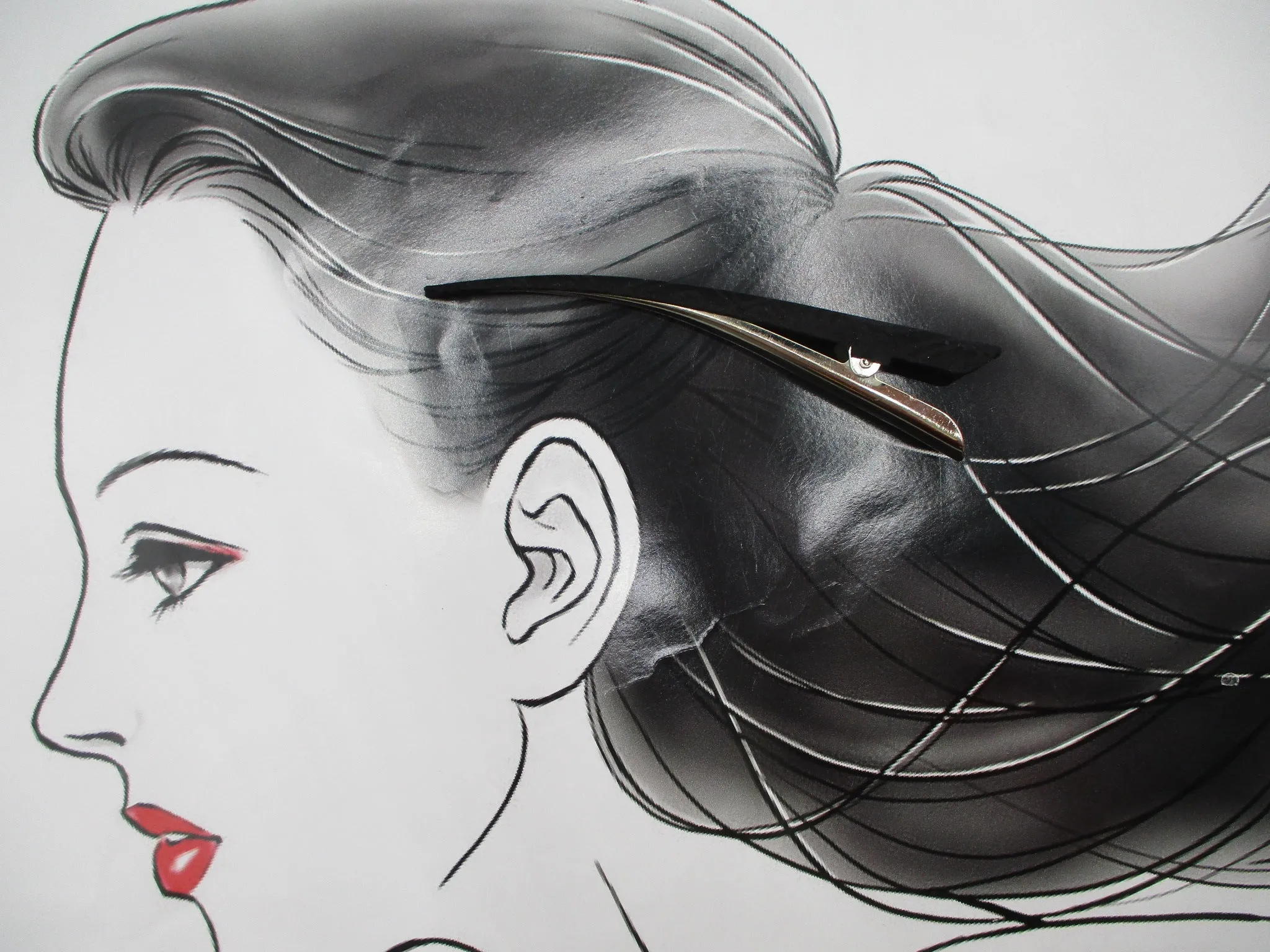 Kimono Hair Clip, Minimalist Japanese Hair Claw 130mm 5 1/8 inch Black