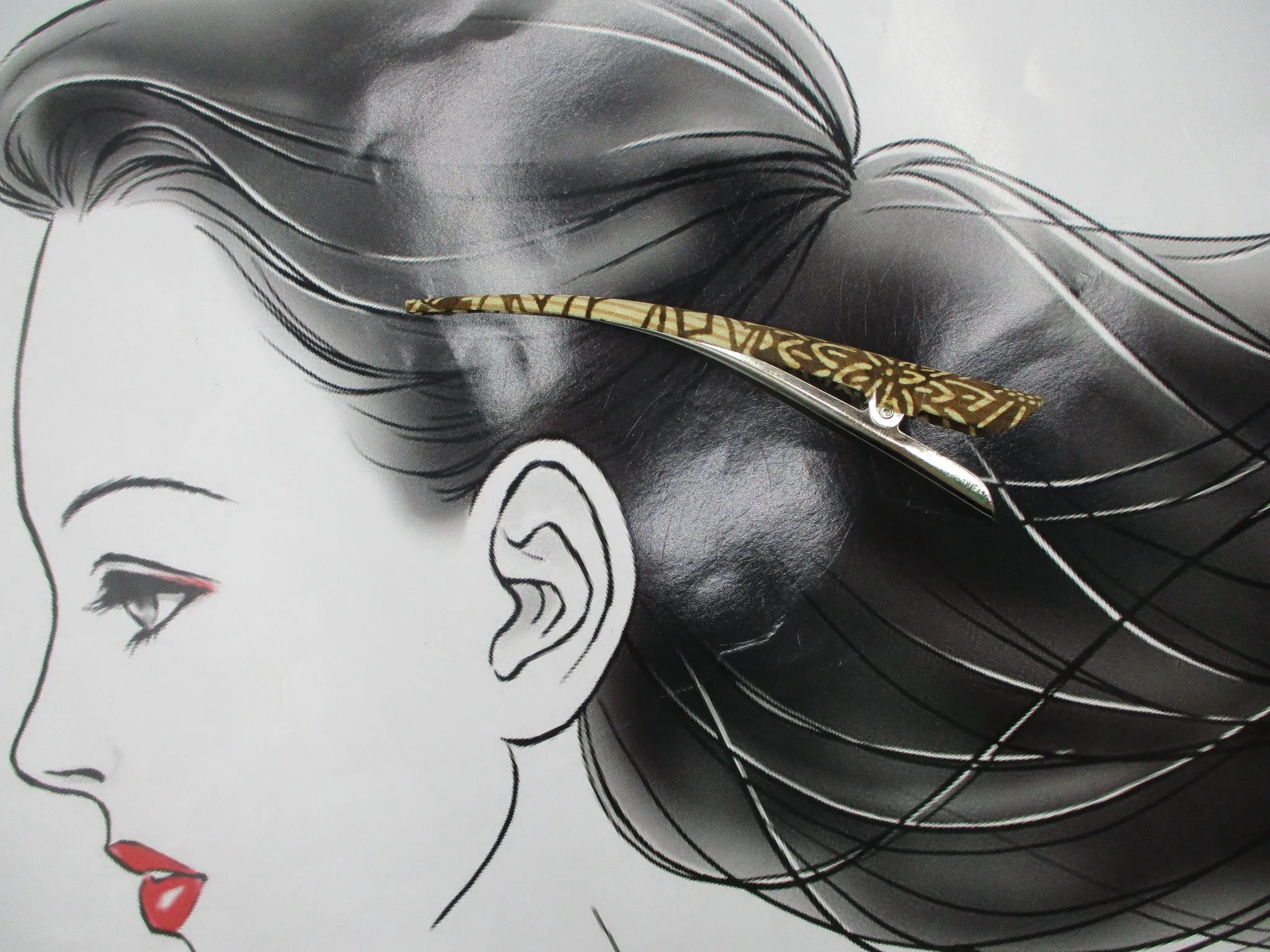 Kimono Long Minimalist Hair Accessory, Hair Slide Brown