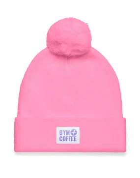 Knit Bobble Beanie in Bright Pink