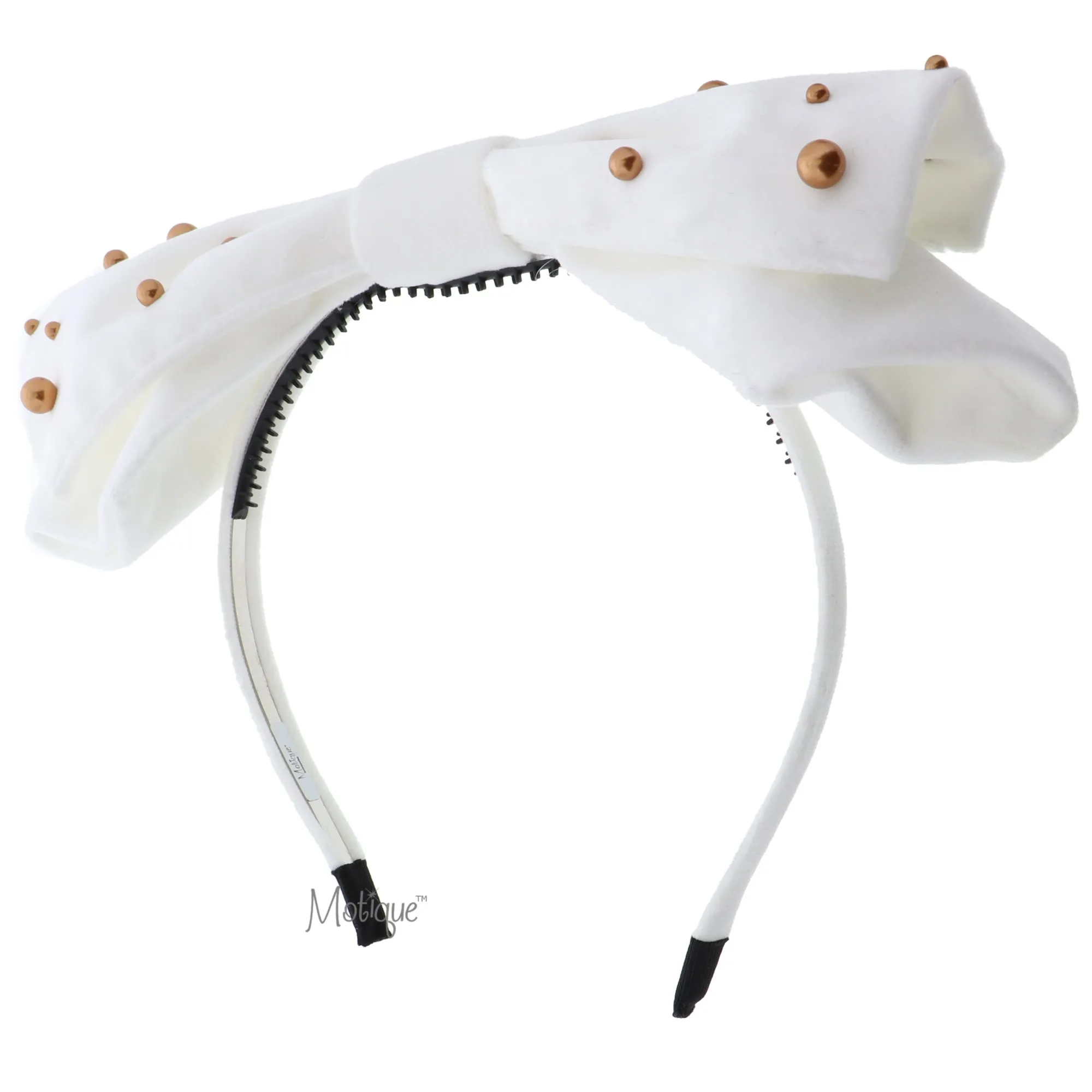 Large Soft Velvet Bow Headband with Pearls