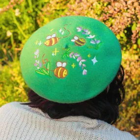 Lavender & Bees Embroidered Beret!