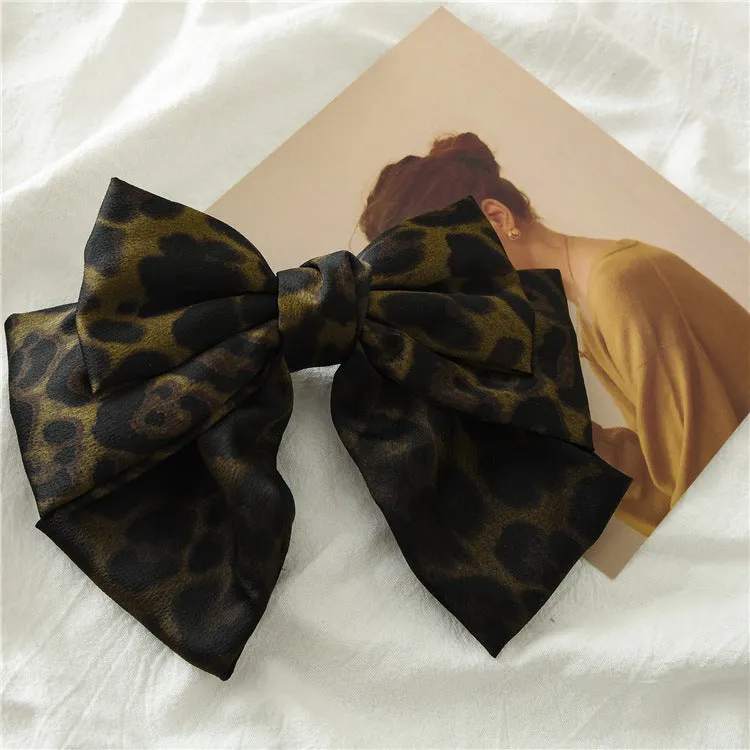 Leopard Hair Ring Bow Barrettes Spring Clip