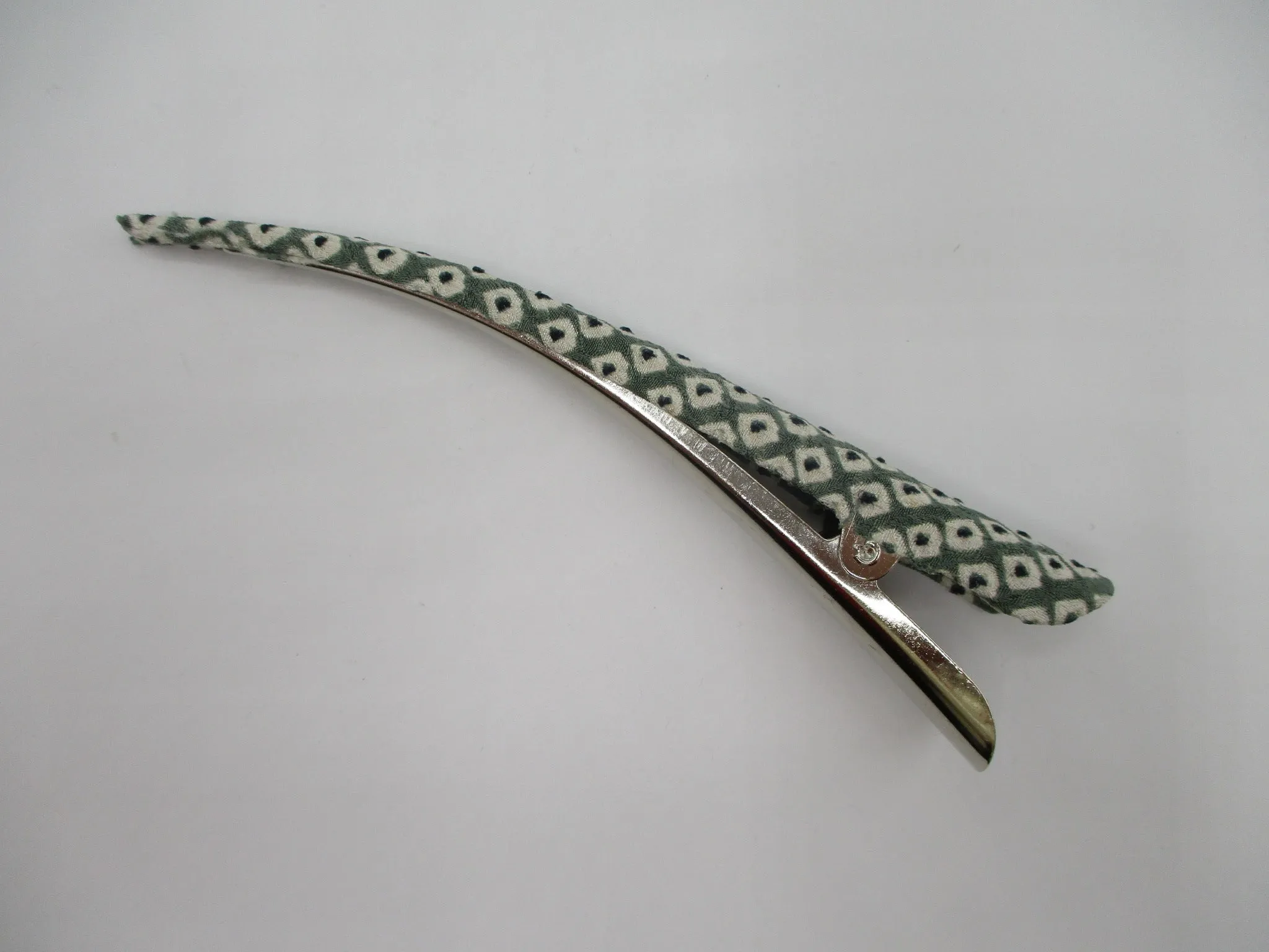 Light Blue Kimono Clip, Japanese Silk Fabric Metal Hair Accessory