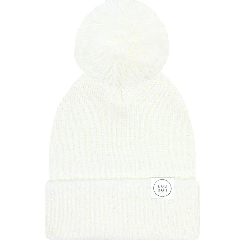 Lou Lou and Company Beanie with Pom: Ivory