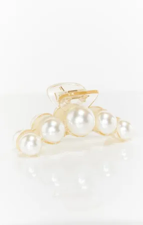 Lucille Pearl Hair Clip ~ White