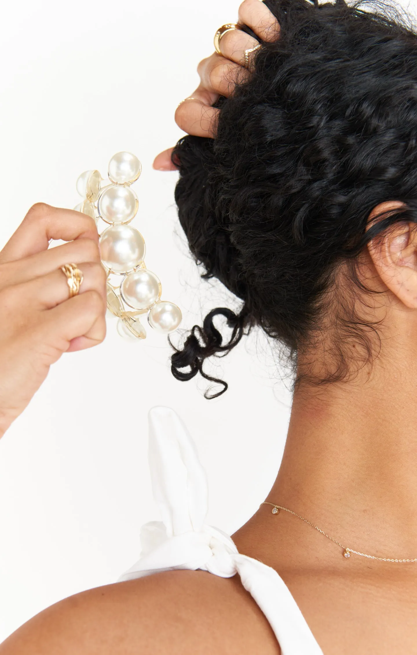 Lucille Pearl Hair Clip ~ White