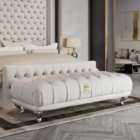 Luxury Chesterfield Footstool With Chrome Legs