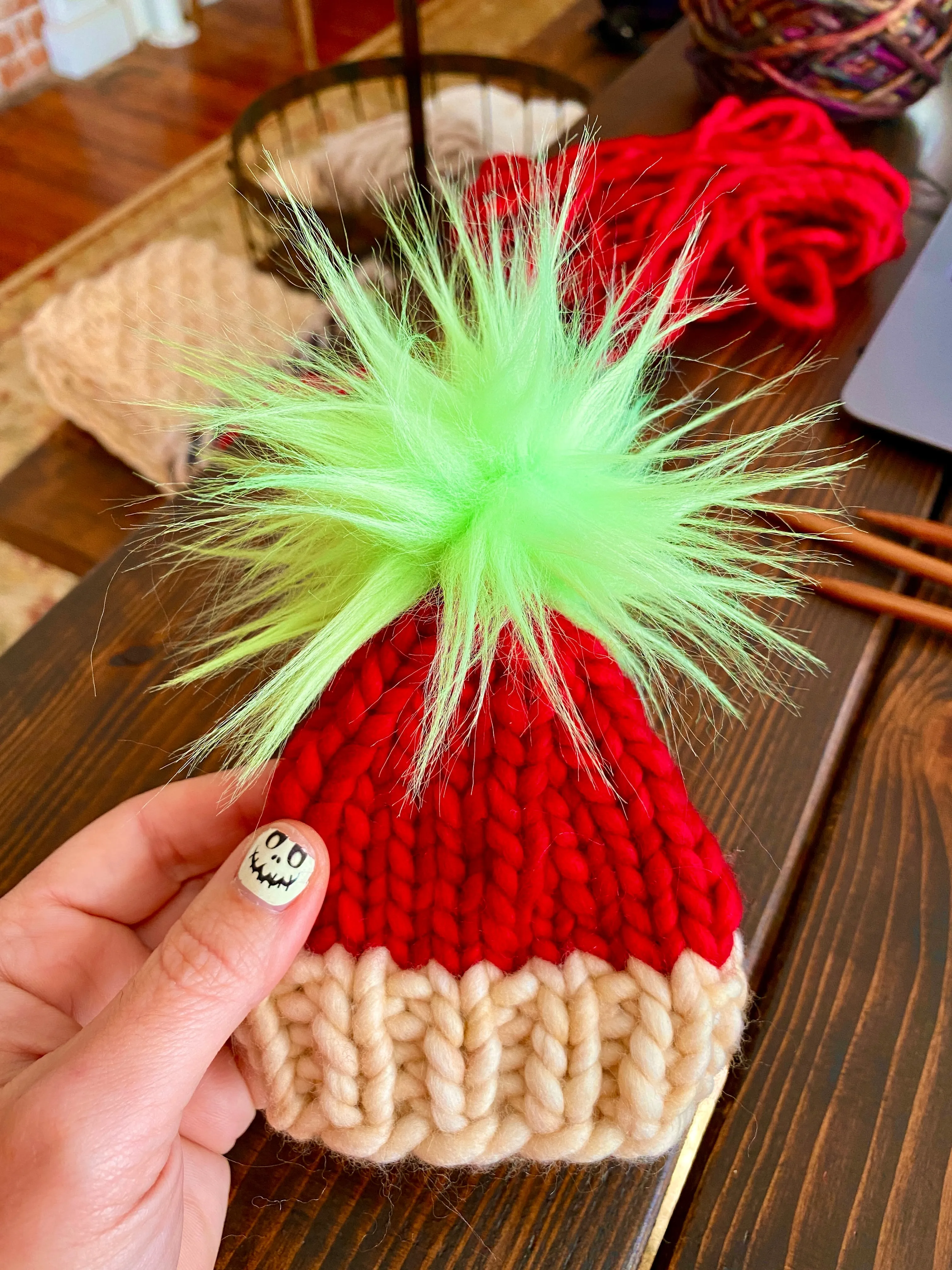 MADE TO ORDER Pack of 5 Bitty Beanie poms green brown silver cream teal purple wild