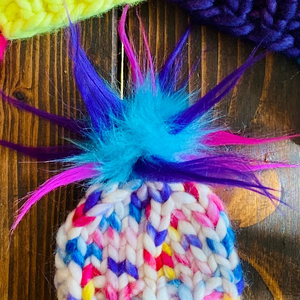 MADE TO ORDER Pack of 5 Bitty Beanie poms green brown silver cream teal purple wild
