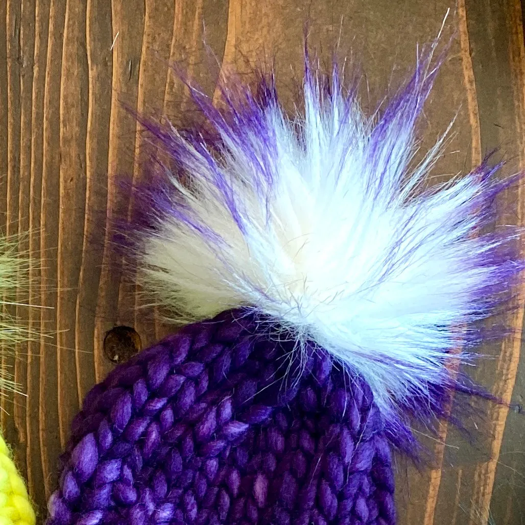 MADE TO ORDER Pack of 5 Bitty Beanie poms green brown silver cream teal purple wild