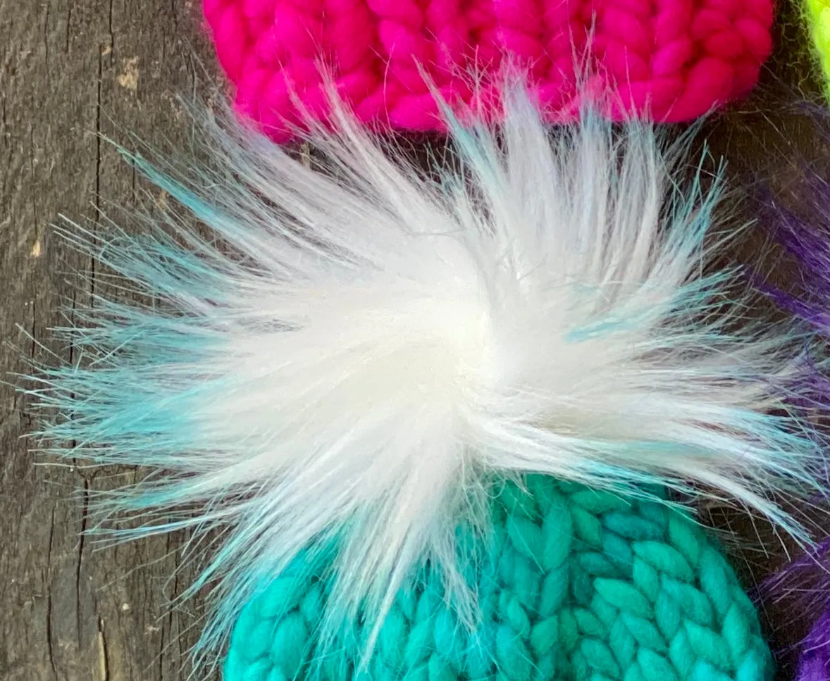 MADE TO ORDER Pack of 5 Bitty Beanie poms green brown silver cream teal purple wild