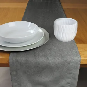 Matt Soft Silver Velvet Table Runner
