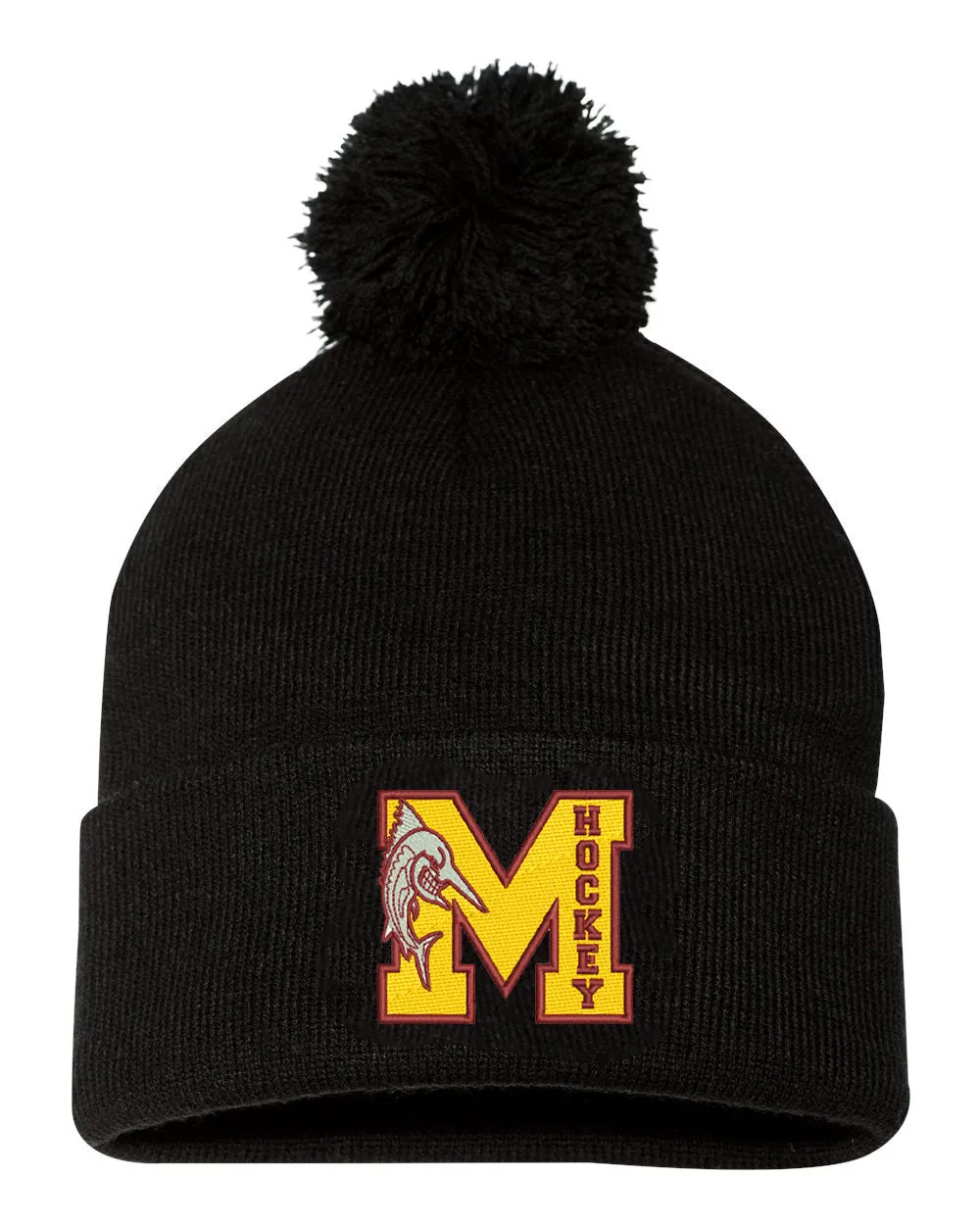 Mercy High School - Hockey - Sportsman Pom-Pom 12" Knit Beanie Embroidery